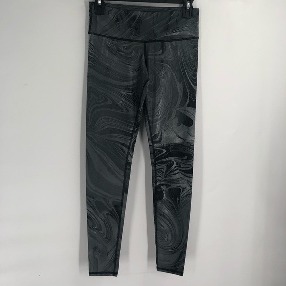 ALO YOGA Airbrush Legging Black Marble Grey Swirl Print XS Athletic Pant Women - Picture 2 of 7